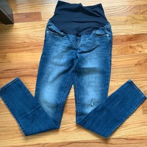 Lightly Distressed Full Panel Maternity Jeans